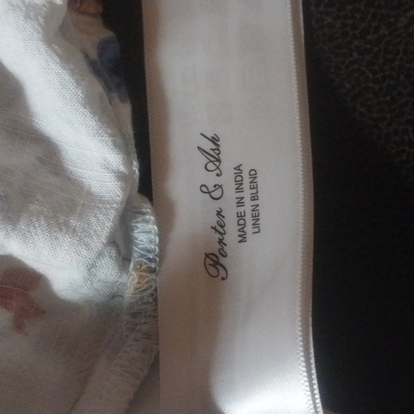 Porter & Ash 100% Linen Short Sleeve Leisure Shirt Men’s S Cream/Blue Designer - Picture 9 of 10